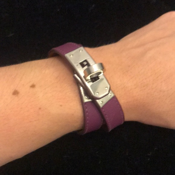 Hermès Kelly double tour bracelet silver anemone - Picture 8 of 12